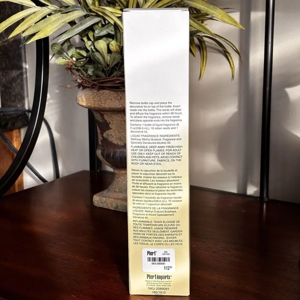 Pier 1 Imports Citrus Cilantro Reed Diffuser 8 oz /10 Reeds/Decorative Lid NEW